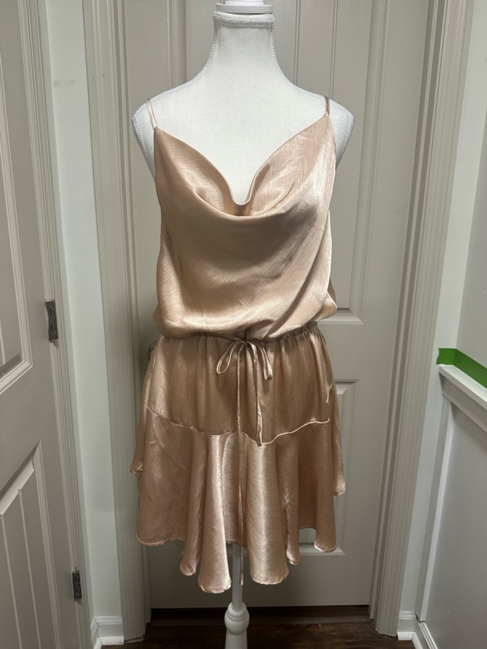 Oh Polly Champagne Satin Mini Dress